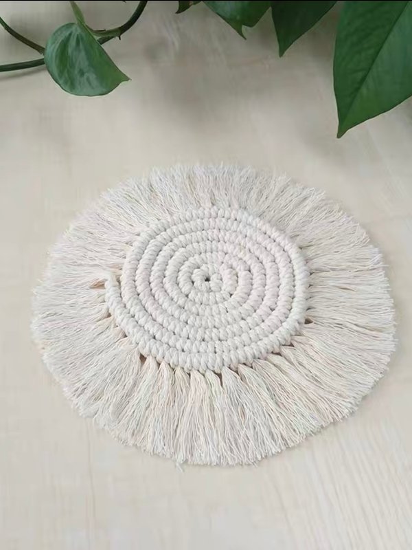 Bohemian Macrame Candle Coaster